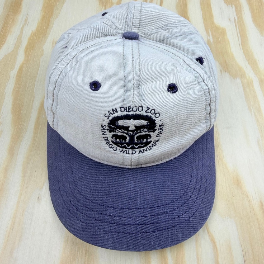 Vintage San Diego Zoo Wild Animal Park Hat Sand Caps USA Gray Navy Snapback Kids